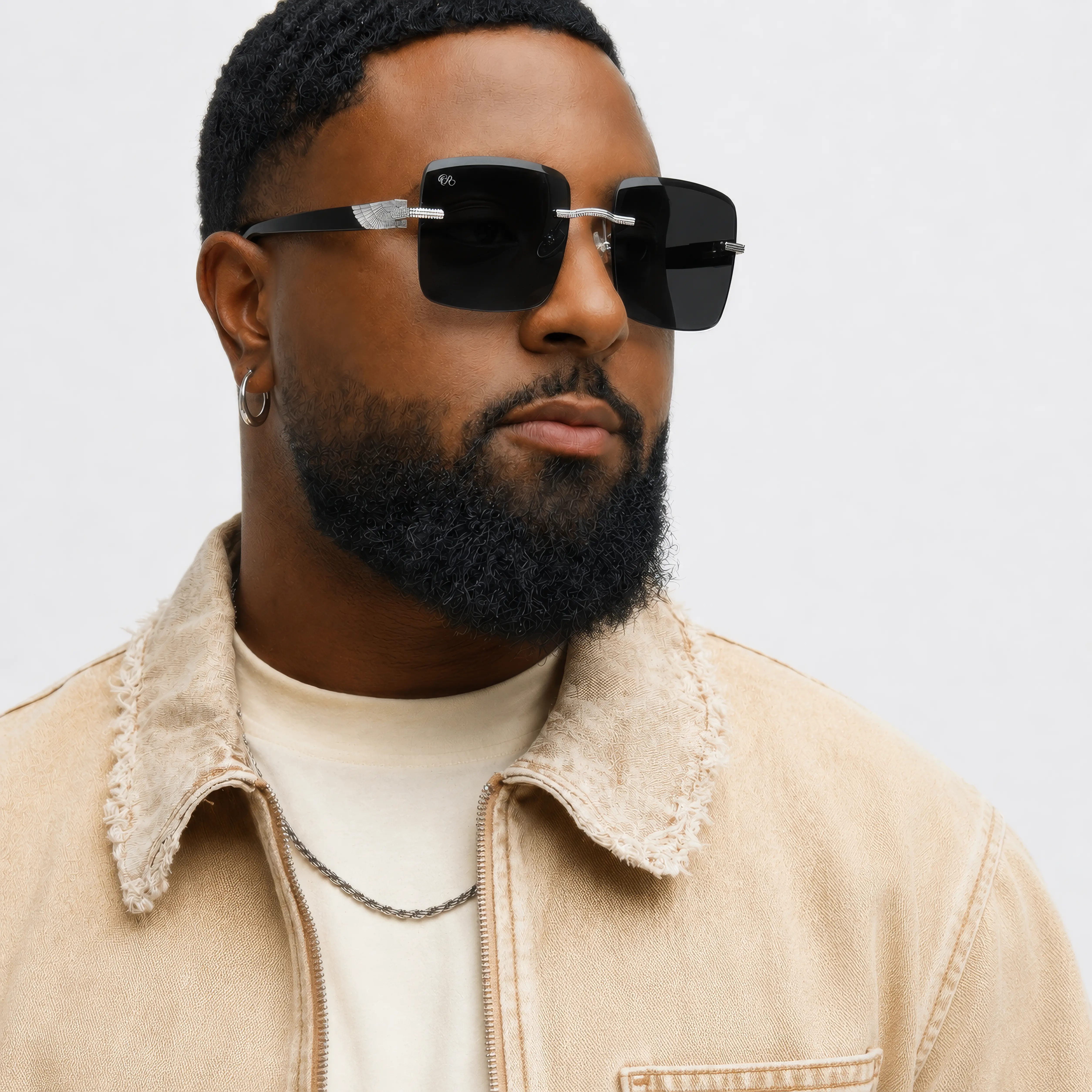 noir white gold motown male three quarter on-face upscaled